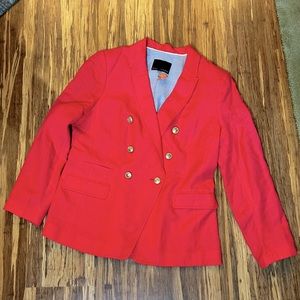 Orange linen double breasted blazer